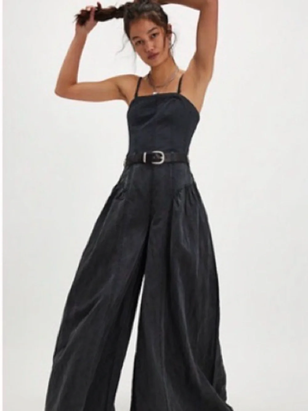Free People Black Wide-Leg Strapless-Style Jumpsuit